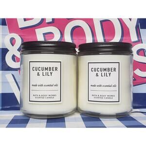 BBW Cucumber Lily 7 oz. Single Wick Jar Candles Home Fragrance Decor | 2 Total